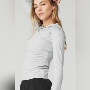 ALO Alosoft Hooded Runner Long Sleeve Heather Grey